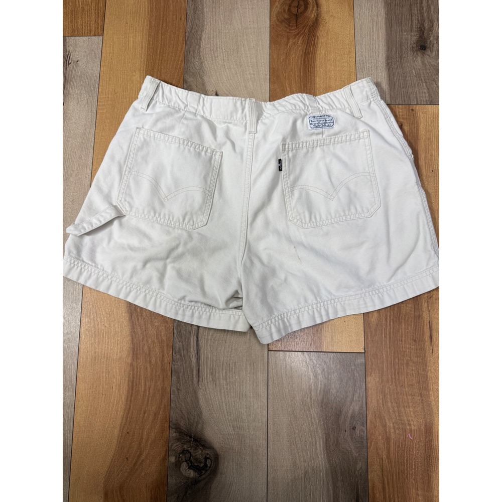 Levi's Carpenter Shorts Women 14 Cream Good Vintage Plus Size 100% Cotton - Picture 5 of 8